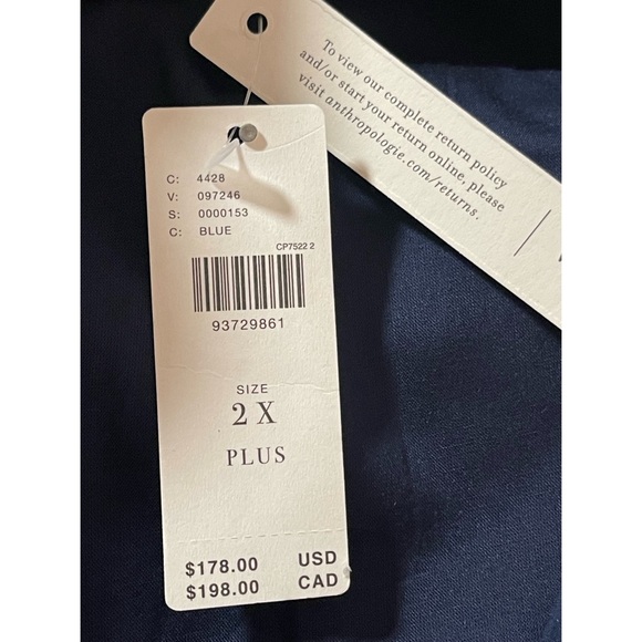 Anthropologie “The Tommie Zip-Front Midi Dress” by Maeve Navy Blue Dress SZ 2X - Picture 11 of 15